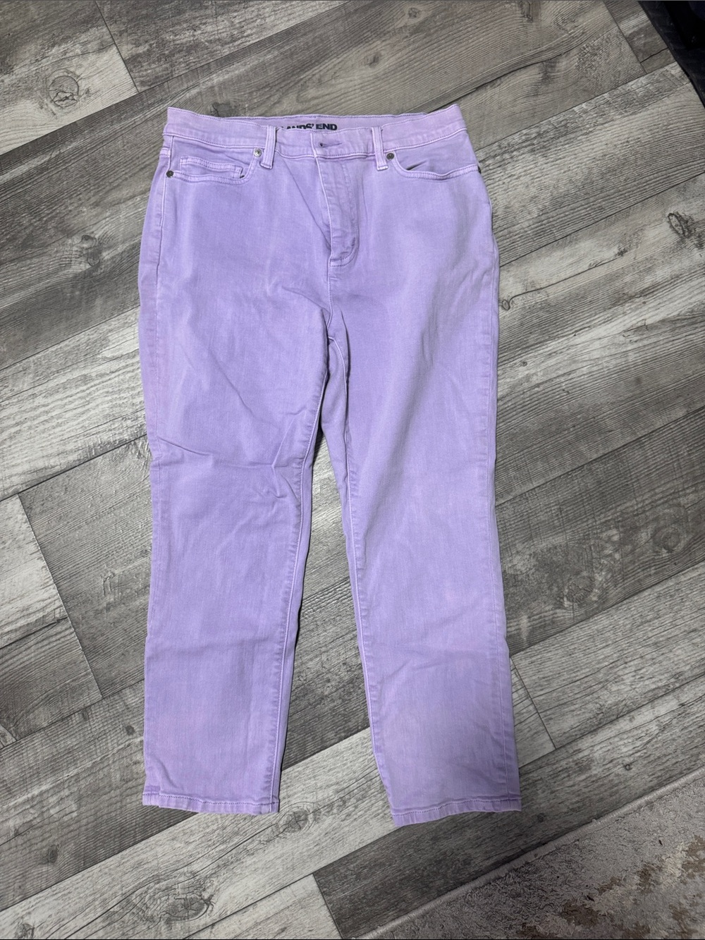 Lands' End Lavender Straight-Leg Cropped Jeans